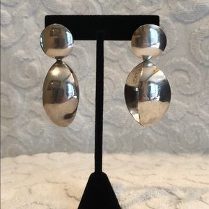 Sterling silver oval dangle earrings